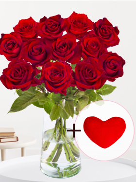 Valentijnsboeket met knuffel hartje